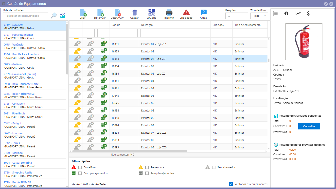 Full asset record with timeline, costs and upcoming preventive tasks